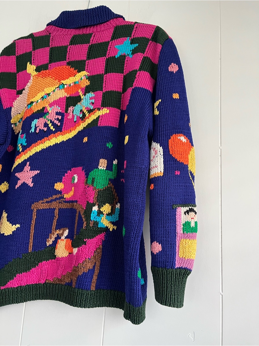 Vintage 1989 Berek Sweater Hand Knitted Carnival Circus Size Medium - Picture 12 of 16